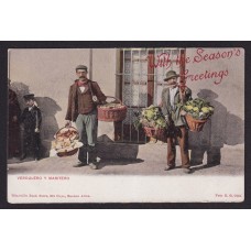 VENDEDEORES AMBULANTES EL VERDULERO Y EL MASITERO BUENOS AIRES CIUDAD ANTIGUA TARJETA POSTAL RARA